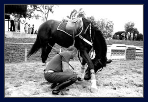 O general João Figueiredo na pista de esquitação da Granja do Torto: o presidente adestra um de seus cavalos com cubinhos de açúcar. Foto Orlando Brito