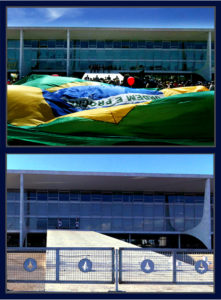 Na despedida do Planalto, Dilma e Lula são aplaudidos e comemorados por admiradores de bandeira em punho. Agora, o retrato de paz (?) na rampa do palácio. 