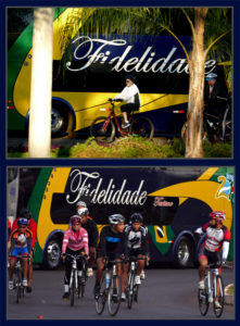 A presidente Dilma em seu último passeio de bike nas cercanias do Palácio Alvorada. Depois, ciclistas pedalam sem os mesmos problemas da presidente.