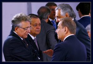 Deputados Pauderney Avelino, Jovair Arantes e os senadores Agripino Maia e Ronaldo Caiado. . Foto Orlando Brito