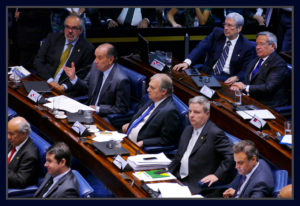 Senadores Aloysio Nunes, Tasso Jereissati, Antonio Anastasia, Aécio Neves, Reguffe e os deputados Antônio Imbassahy e Benito Gama.