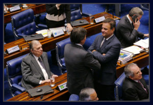 Senadores Tasso Jereissati, Aécio Neves e Eunício de Oliveira.