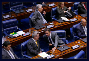 Senadores Davi Alcolumbre, Antonio Anastasia, Aécio Neves, Roberto Requião, Gleisi Hoffmann e Pedro Chaves.