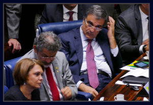 Senadores Angela Portela, Paulo Rocha e o advogado de Dilma Rousseff, José Eduardo Cardozo.
