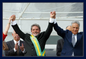 Lula recebe a faixa presidenail de Fernando Henrique. Foto Orlando Brito. 01/01/2003