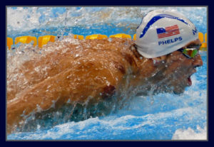 O nadador americano Michael Phelps na piscina em busca de mais uma medalha de ouro. Foto Evandro Teixeira