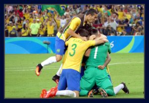 Vibração dos jogadores e da torcida: Brasil medalha de ouro nos jogos do Rio. Foto Evandro Teixeira