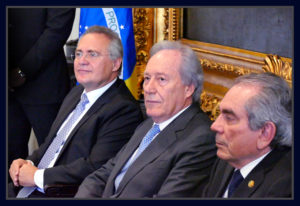 Renan Calheiros, Ricardo Lewandowski e Raimundo Lira reunidos com líderes partidários. Foto Orlando Brito