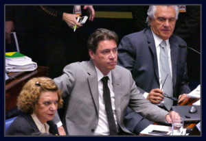 Senadores Ronaldo Caiado, Wilder Morais e Lúcia Vânia.