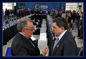 João Martins e Luiz Carlos Trabuco, presidentes da Cnfederação Nacional da Agricultura e do Bradesco. Foto Orlando Brito